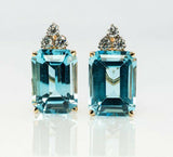 2ct Emerald Blue Aquamarine Elegant Diamond Stud Earrings 14k White Gold Finish