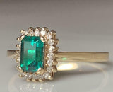 2.5ct Engagement Ring Cut Green Emerald Diamond Halo Cluster 14k YellowGold Over