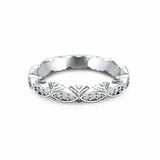 Filigree Full Eternity Wedding Band 0.2ct Round Cut Diamond 14k WhiteGold Finish