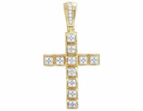 2ct Round Cut Diamond Cluster Holy Cross Pendant 14k Yellow Gold Finish NO CHAIN