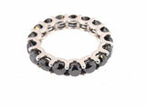 6.5ct Round Cut Black Diamond Full Eternity Wedding Band 14K White Gold Finish