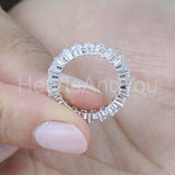 1.5ct Round Cut Moissanite Full Eternity Wedding Band 14k White Gold Plated