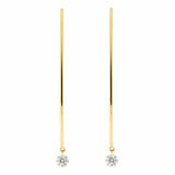 1ct Round Cut Diamond Chain Vertical Solitaire Drop Earrings 14k YellowGold Over