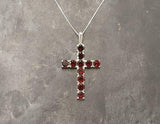 1.55ct Red Garnet Pendant Round Cut Holy Cross 14k White Gold Finish NO CHAIN