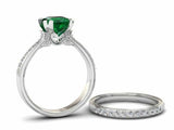 2ct Princess Green Emerald Bridal Set Band Engagement Ring 14k White Gold Finish