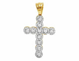 1.2ct Round Cut Diamond Pendant Halo Cluster Cross 14k Yellow Gold Over NO CHAIN