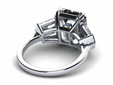 3ct Emerald Cut Diamond Side Duo Baguette Engagement Ring 14k White Gold Finish