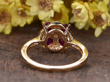 2.6ct Oval Cut Pink Ruby Engagement Ring Floral Solitaire 14k Rose Gold Finish