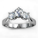 2.5ct Round Cut VVS1D Diamond Three Stone Engagement Ring 14k White Gold Finish