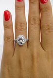 3.3Ct Oval Cut Diamond Halo Split Shank Engagement Ring 18K White Gold Finish