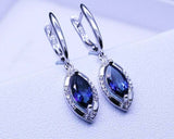 2ct Marquise Cut Blue Sapphire Stylish Tear Drop Earrings 14k White Gold Finish