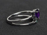 1.4ct Engagement Ring Heart Cut Purple Amethyst Split Shank 14k WhiteGold Finish