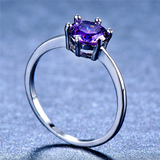 0.6ct Round Cut Purple Amethyst Engagement Ring 14k White Gold Finish Solitaire