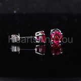 0.7ct Round Cut Simulated Pink Ruby Solitaire Stud Earrings 14k WhiteGold Plated