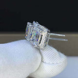 2.5ct Emerald Cut VVS1D Diamond Halo Solitaire Stud Earrings 14k White Gold Over