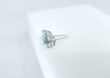 0.6ct Stud Earrings Round Cut Blue Aquamarine Solitaire Women 14k WhiteGold Over