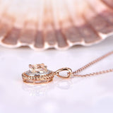 0.9ct Oval Cut Peach Morganite Halo Rope Pendant 14k Rose Gold Finish NO CHAIN