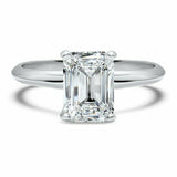 2ct Emerald Cut Diamond Engagement Ring Solitaire Promise 14k White Gold Finish