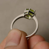 0.6ct Round Cut Green Peridot Engagement Ring 14k White Gold Finish Solitaire