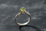 0.6ct Engagement Ring Round Cut Green Peridot Solitaire 14k White Gold Finish