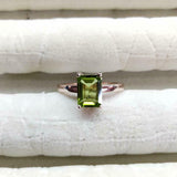 1.5ct Engagement Ring Emerald Cut Green Peridot Solitaire 14k Rose Gold Finish