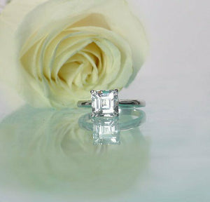 0.3ct Asscher Cut Diamond Engagement Ring 14k White Gold Finish Solitaire Women