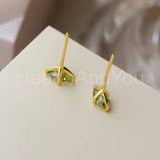 1ct Marquise Simulated Peridot Minimalist Stud Earrings 14k Yellow Gold Plated