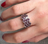 2.6ct Engagement Ring Round Purple Amethyst Floral Cluster 14k White Gold Finish