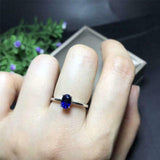 1ct Oval Blue Sapphire Engagement Ring Solitaire Minimalist 14k White Gold Over