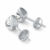 Screw Back Stud Earrings 1.6ct Round Brilliant Cut Diamond 14k White Gold Finish