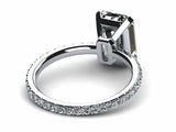 1.5ct Emerald Cut Diamond Accent Halo Solitaire Ring 14k White Gold Finish New