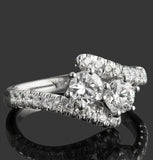 4ct Round Cut Diamond Engagement Ring Two Stone Bridal Set 14k White Gold Finish