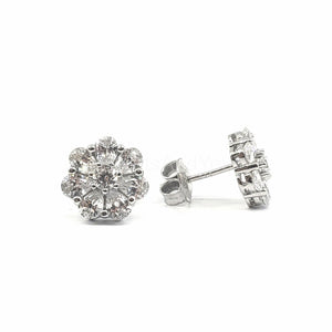 1.2ct Round Cut Moissanite Halo Stud Earrings For Women 14k White Gold Plated