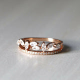 2ct Marquise Cut Diamond Engagement Ring Stackable Split Band 14k Rose Gold Over