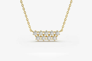 2ct Diamond Pendant with Chain Round Cut Brilliant Cluster 14k YellowGold Finish