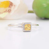 0.4ct Princess Cut Yellow Sapphire Engagement Ring Solitaire 14k White Gold Over