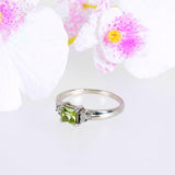 1ct Princess Green Peridot Engagement Ring Petite Solitaire 14k White Gold Over