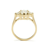 1.3ct Emerald Cut Diamond Engagement Ring 14k Yellow Gold Over Trilogy Solitaire