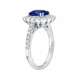 2ct Cushion Cut Blue Sapphire Engagement Ring Halo Vintage 14k White Gold Finish