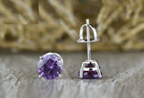 2ct Round Cut Purple Amethyst Screw Back Women Stud Earrings 14k White Gold Over