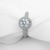 2ct Round Cut Diamond Accent Double Halo Engagement Ring 14k White Gold Finish