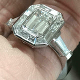 5ct Emerald Cut Diamond Engagement Ring Art Deco 14k White Gold Finish