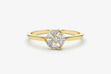 0.4ct Engagement Ring Marquise Diamond Cluster Minimalist 14k Yellow Gold Finish