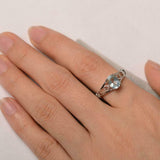 1ct Engagement Ring Oval Cut Aquamarine Heart Split Shank 14k White Gold Finish