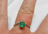 2ct Round Cut Green Emerald Two Stone Bypass Engagement Ring 14k White Gold Over