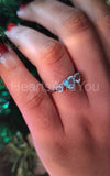 0.6ct Heart Cut Simulated Blue Aquamarine Three Stone Ring 14k White Gold Plated