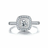 2ct Princess Cut Diamond Halo Engagement Ring 14k White Gold Finish Round Accent