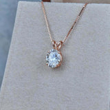 1ct Oval Cut VVS1D Diamond Pendant Solitaire Women 14k Rose Gold Finish NO CHAIN