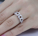 2ct Round Cut Diamond Wedding Ring Band Open Hearts Stackable 14k WhiteGold Over