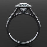 Halo Split Shank Engagement Ring 2.1ct Oval Cut Diamond 14k White Gold Finish